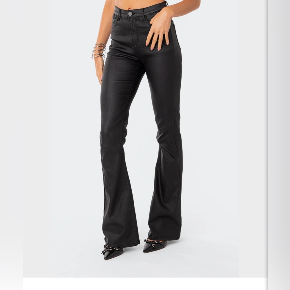 NWT Edikted Luna Faux Leather Flare Jeans size small